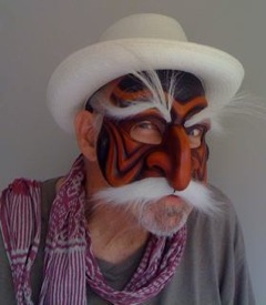 Newman wearing a handcrafted Pantalone mask